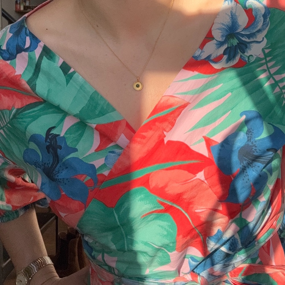Tropical Floral Wrap Top